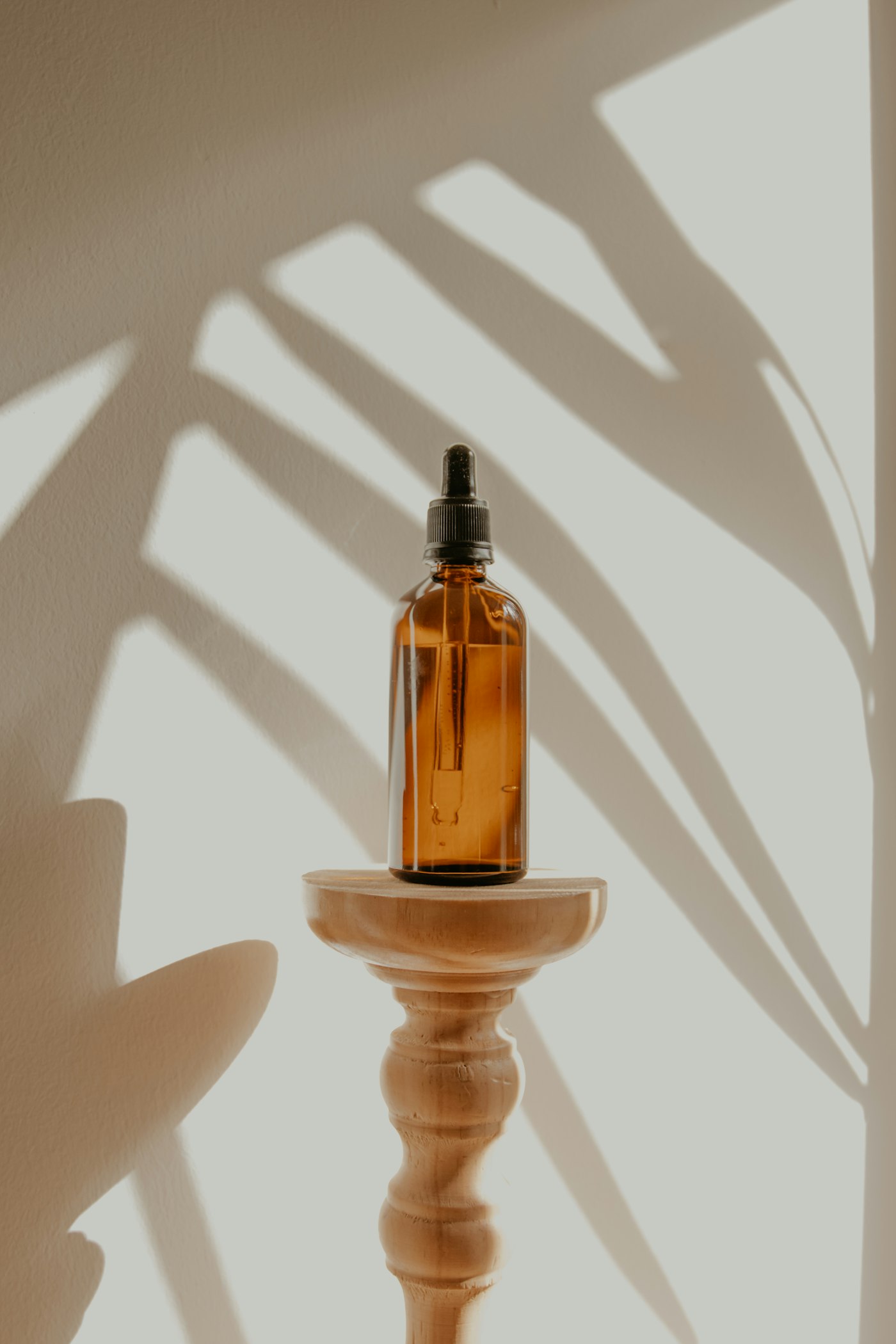 Amber bottle in warm light