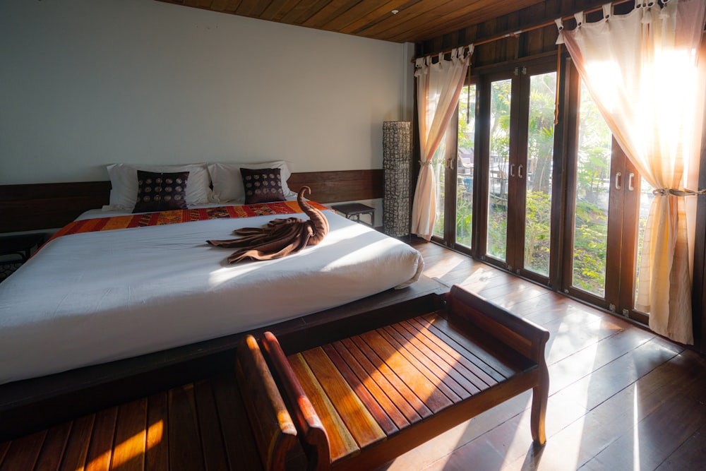 Warm hotel suite with wooden walls